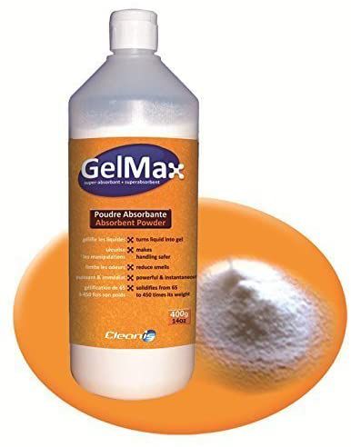 Gel Max polvo super absorbente para desechos líquidos 1 L 400 gr (expirado bueno)