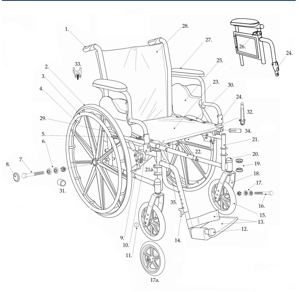 Apoya pie de plástico para silla de ruedas izquierdo